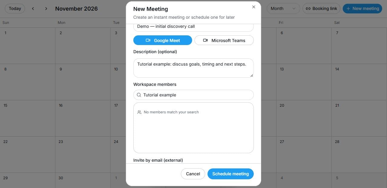 2. Prepare an online meeting