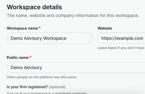 2. Modifica il profilo del workspace