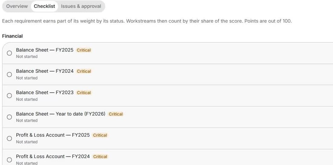 5. Completa la checklist documentale