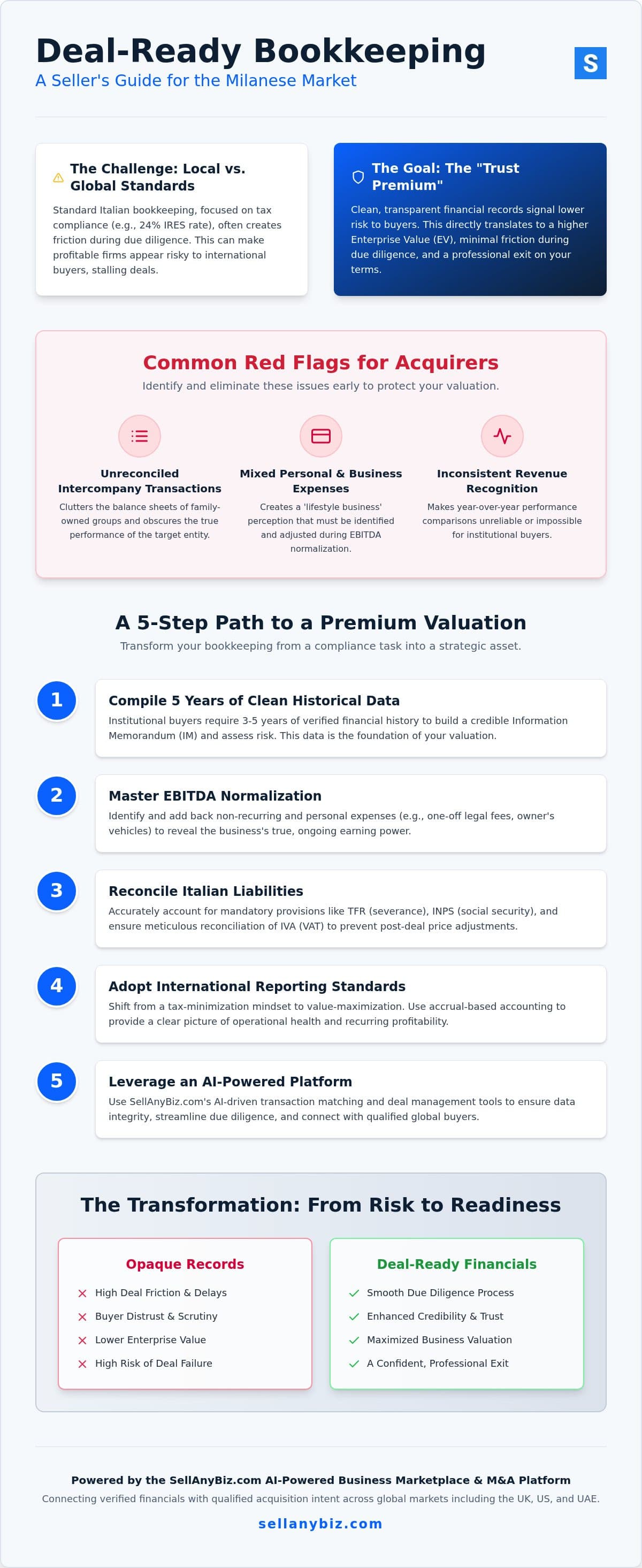 Business Sale Bookkeeping in Milan: 2026 Strategic Financial Readiness Guide — infographic