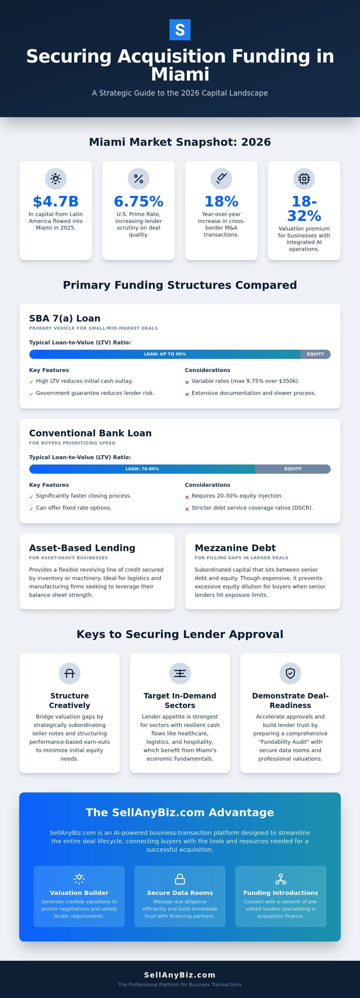 Acquisition Funding Miami: The 2026 Strategic Guide to Financing Business Purchases — infographic