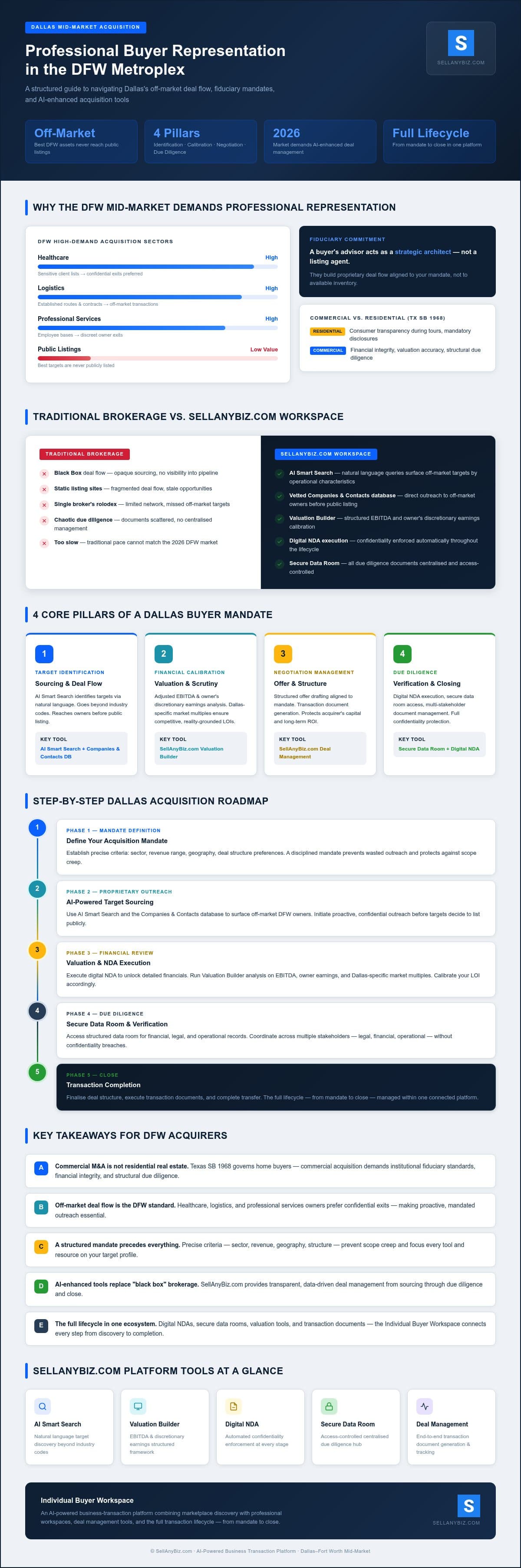 Strategic Buyer Representation in Dallas: The 2026 Acquisition Reference — infographic