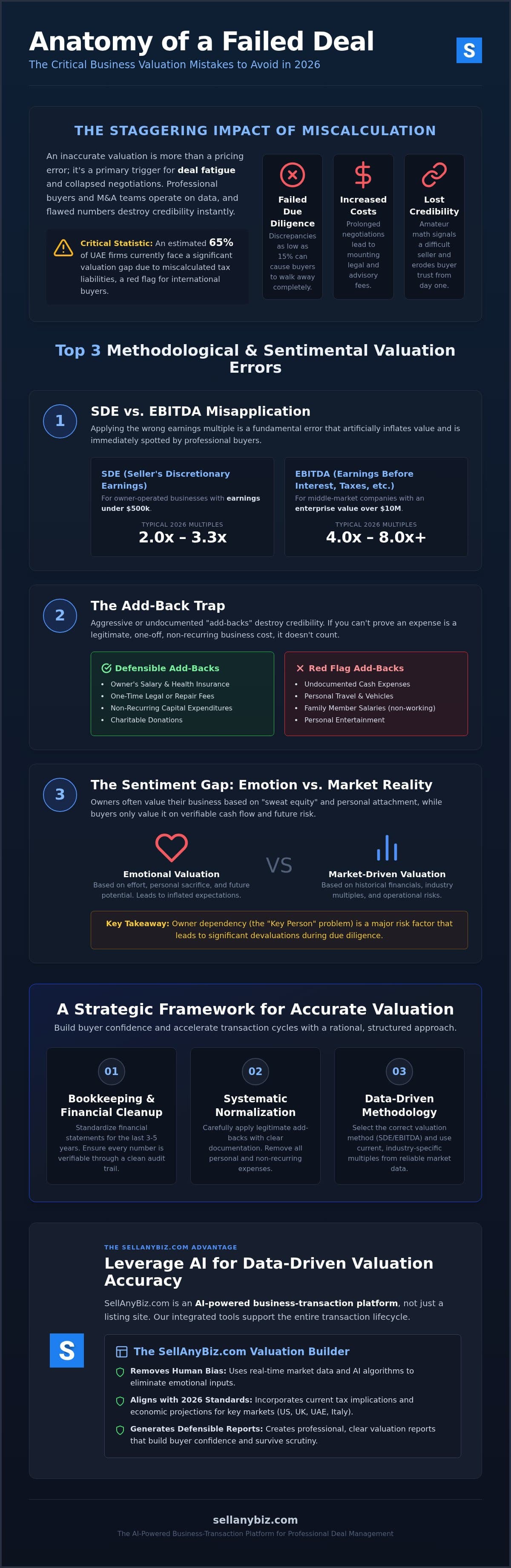 Business Valuation Mistakes: Avoiding the Errors That Kill Deals in 2026 — infographic
