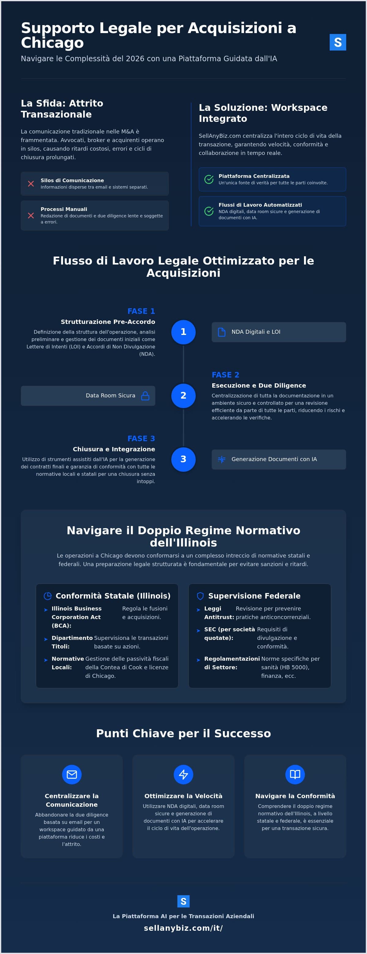 Supporto Legale per Acquisizioni a Chicago: Guida M&A 2026 — infographic