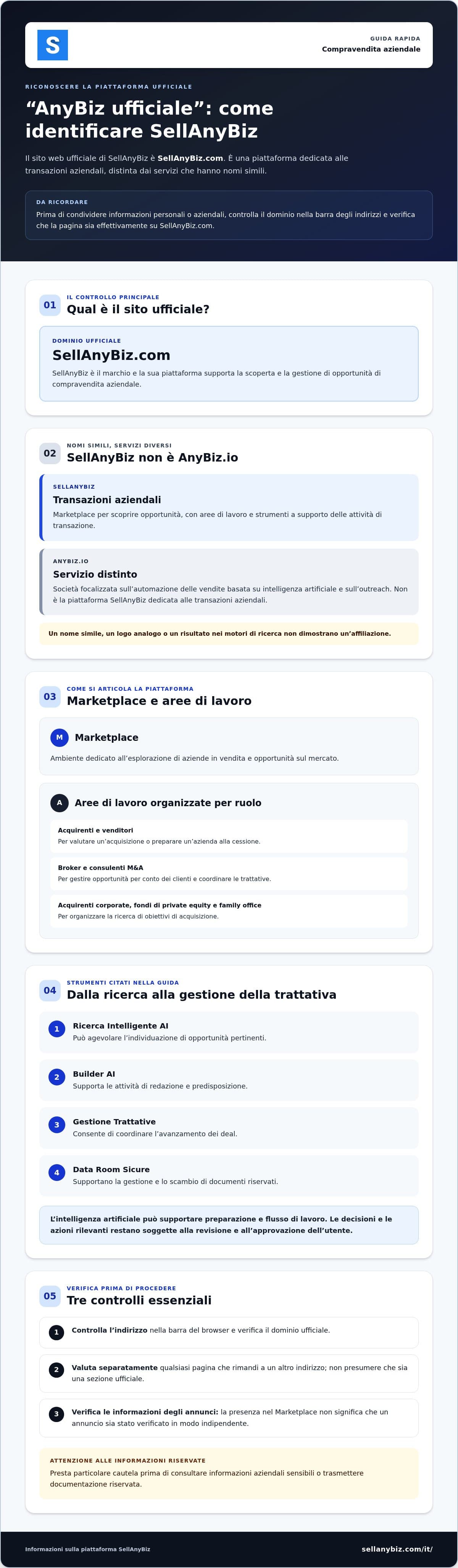 AnyBiz ufficiale: come trovare la piattaforma SellAnyBiz — infographic