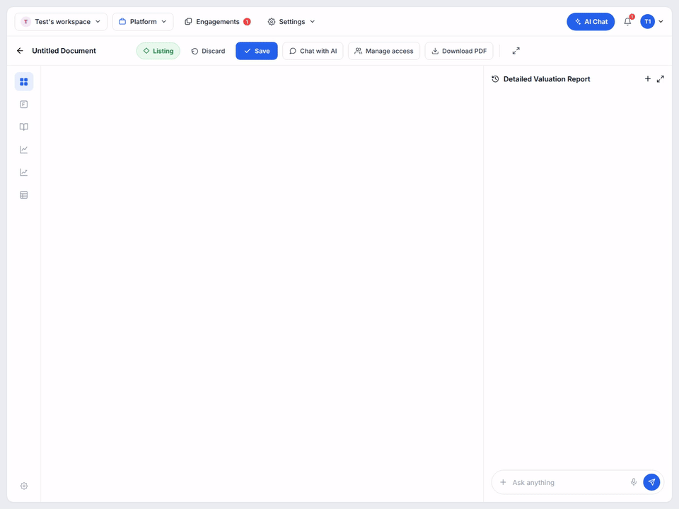 AI Builder drafting a deal-ready document in the SellAnyBiz dashboard